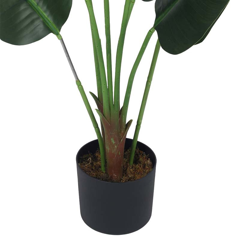 Faux Lush Bird of Paradise Plant With Black Plastic Pot (Dark Green) - 4 Feet media 6