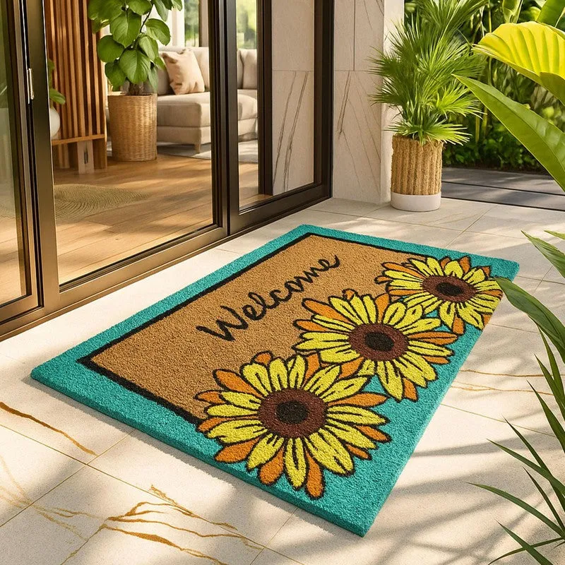 Yellow Bloom Coir Door Mats - Brown media 3