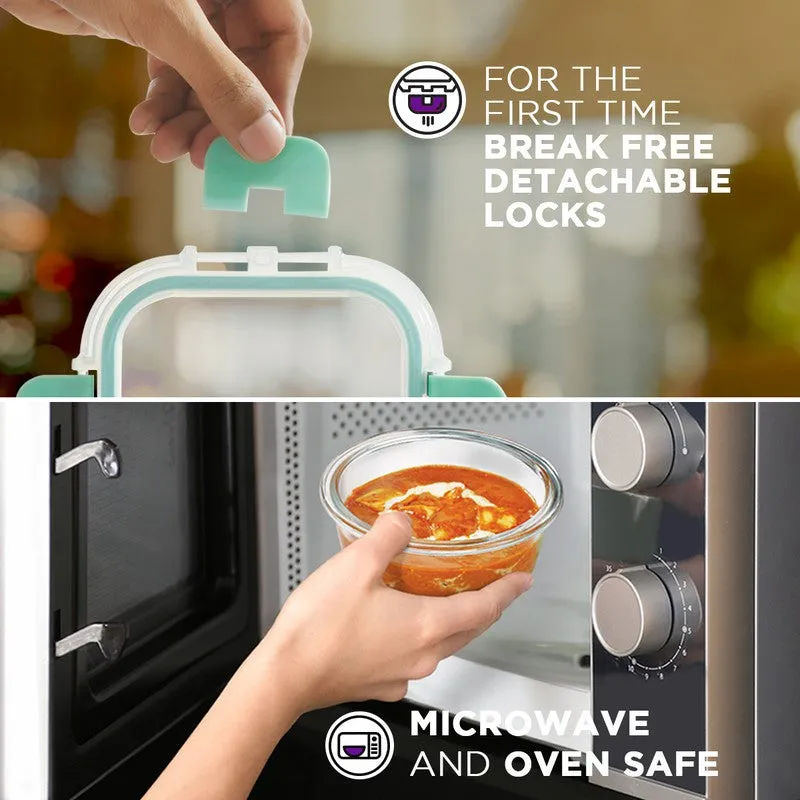 Grabix Leak Proof Glass Lunch Box (420 mL Each) - Set Of Two media 7