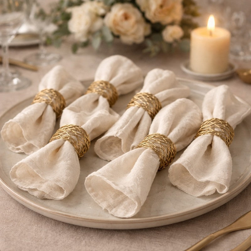 Napora Gold Metal Napkin Rings - Set Of Six