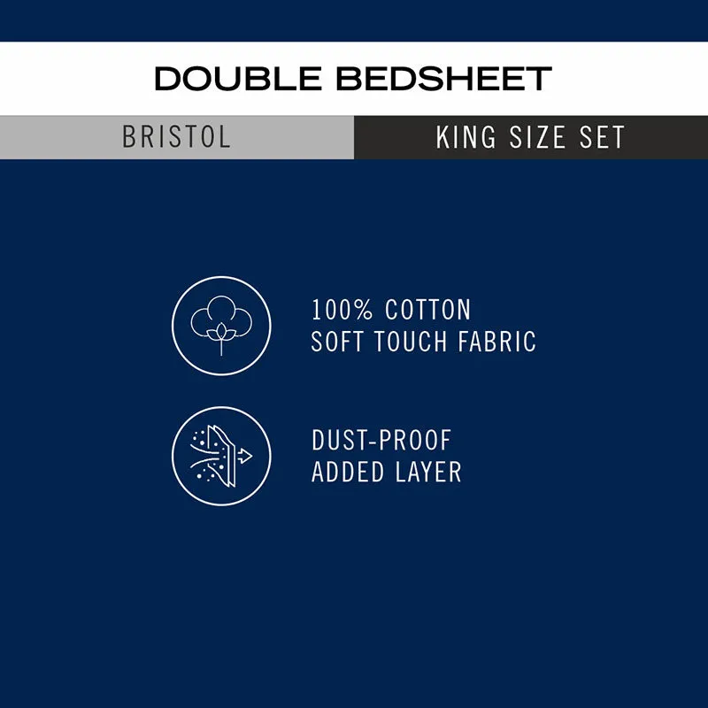 Nautica Thistle Layers Geometric Cotton Bedsheet (Blue) - 160 TC media 7