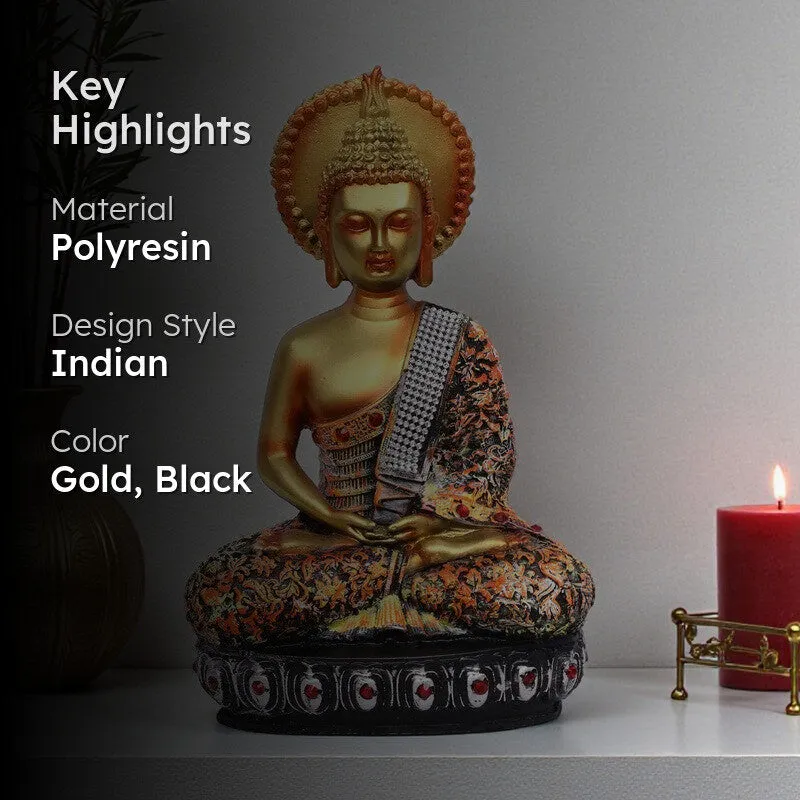 Sovereign Lotus Buddha Polyresin Idol (17 inches) - Gold media 2