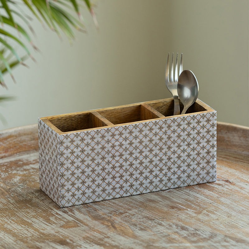 Takhti Trio Wood Cutlery Stand