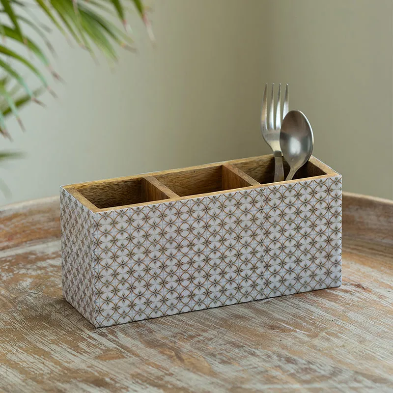 Takhti Trio Wood Cutlery Stand media 1