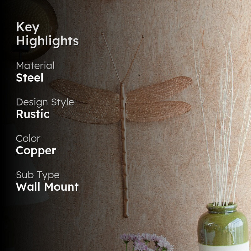 Orange Tree Dragonfly Steel Wall Decor Copper media 2