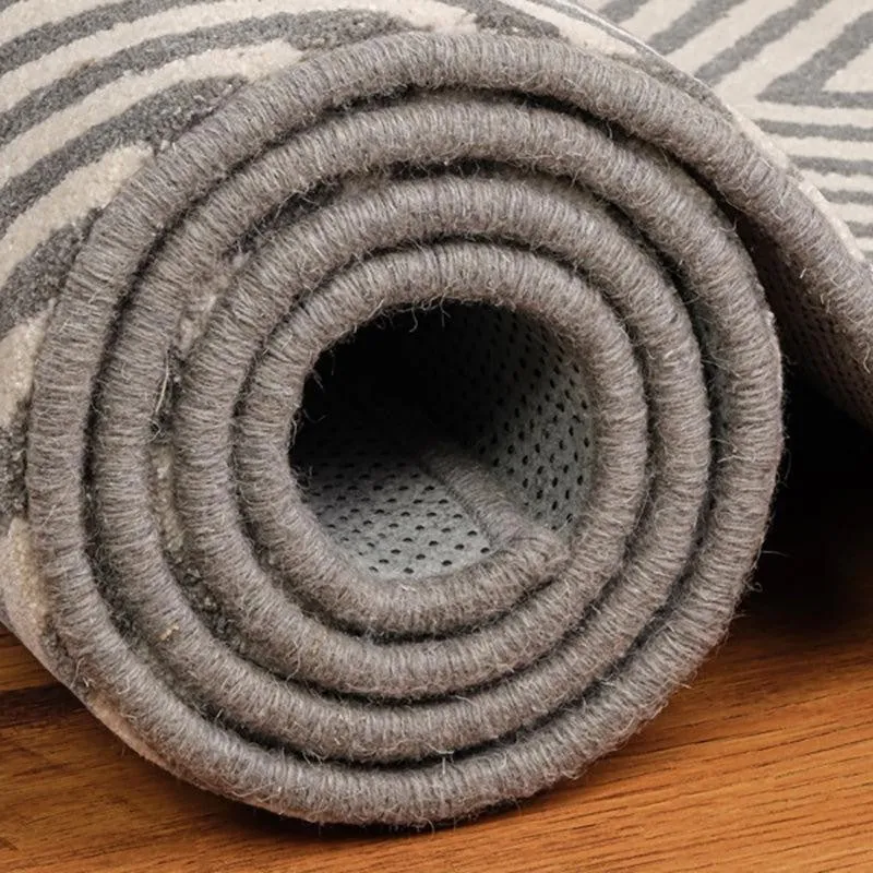 Medon Hand Tufted Geometric Wool & Nylon Carpet - Grey & Green media 7