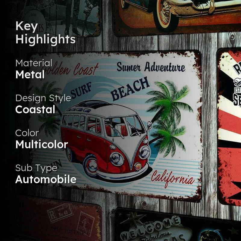 Golden Coast Surf Retro Metal Wall Accent media 2