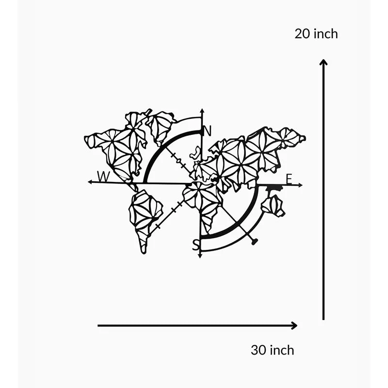 World Map Trace Black Iron Wall Accent media 5