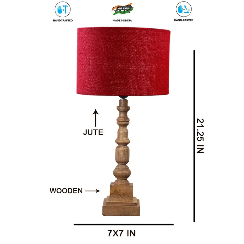 Sienna I Arbor Wooden Table Lamp - Red,Brown media 7