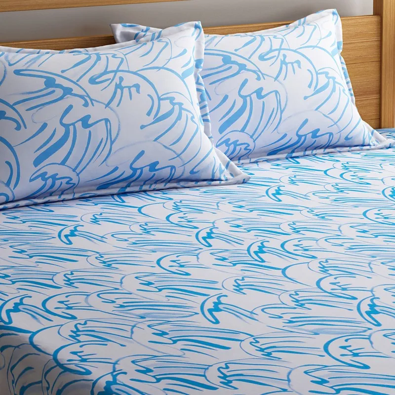 Blue Breeze Floral Cotton Bedsheet - 210 TC media 3