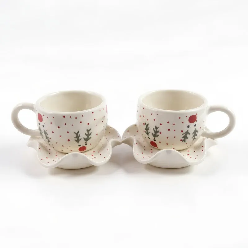 Petaline Ceramic Cup & Saucer - Set of Two media 3