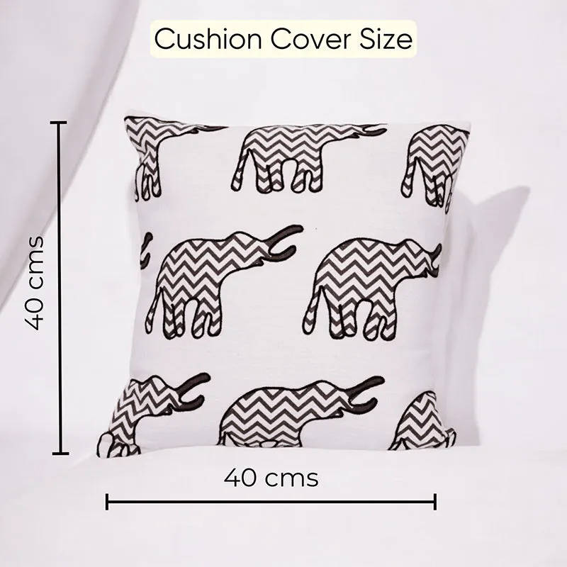 Plushie Trunks Tufted Cushion Cover (Black & White) - Set Of Two media 5