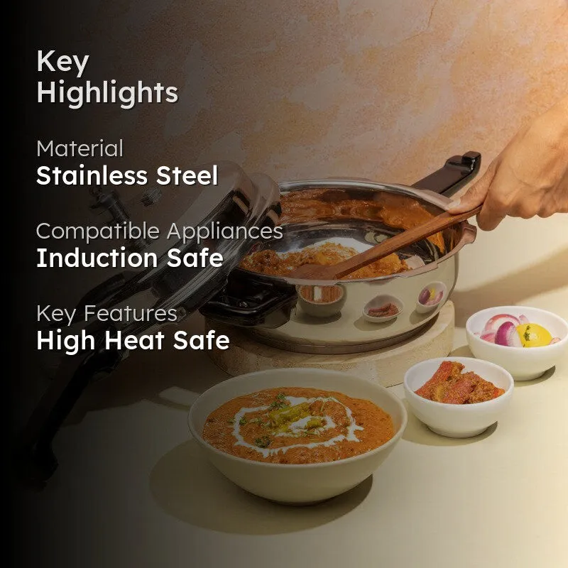 Vinod Lunor Pressure Cooker Stainless Steel - 3500 mL/9 Inches media 2