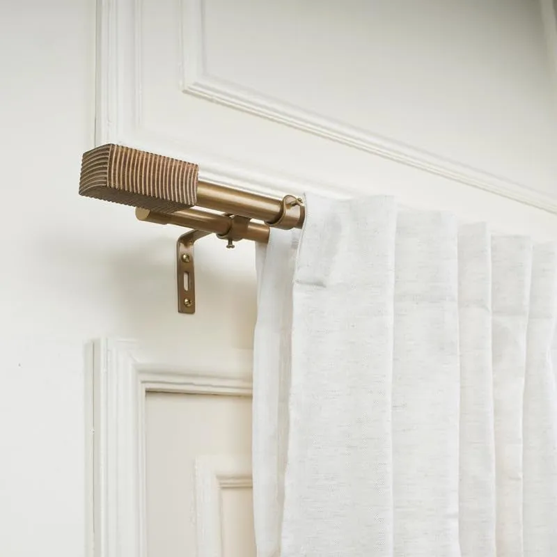 Cedars Etch Duo Extendable 1" Double Curtain Rods With Square Finial & Brackets media 3