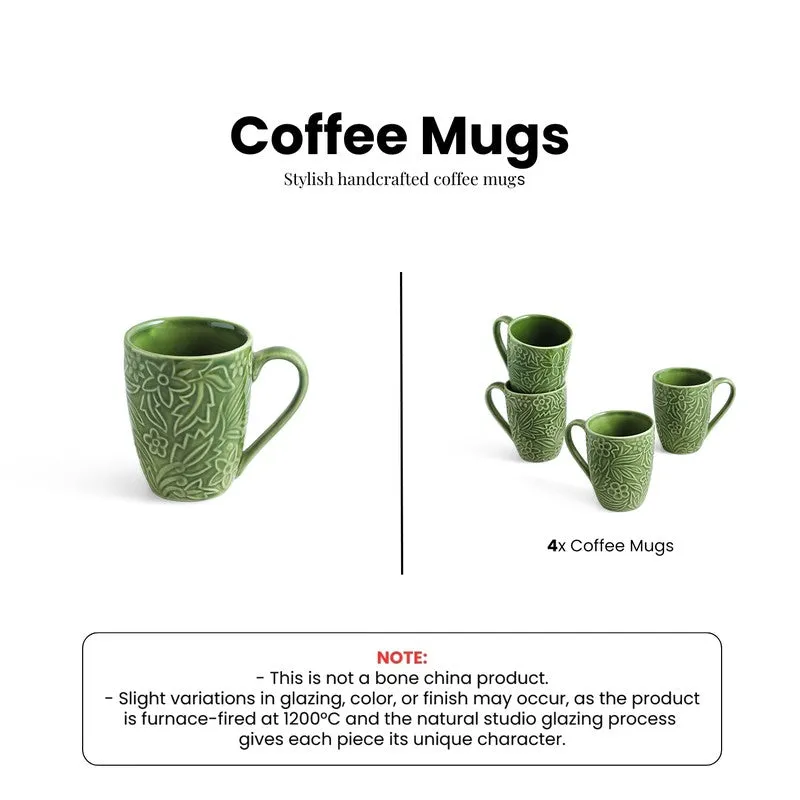 Green Ceramic Coffee Mug (290 mL Each) - Set Of Four media 6