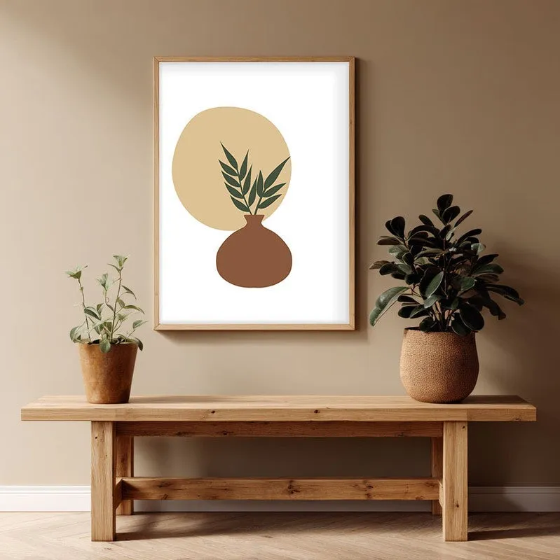 Sage Pot Canvas Wall Painting With Brown Frame media 1