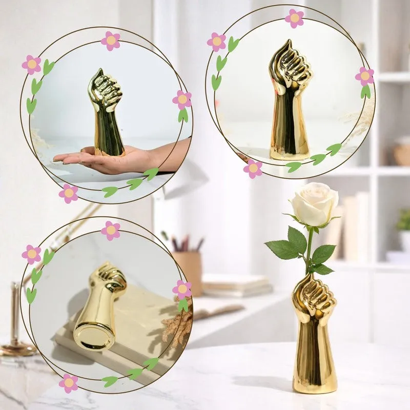 Hand Bouquet Vase - Gold media 6