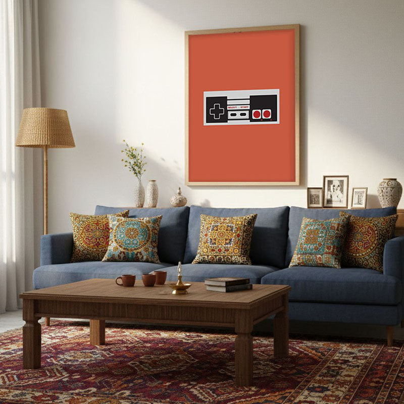 Game Mode Framed Canvas Archival Canvas Wall Painting - Natural Brown Frame media 3