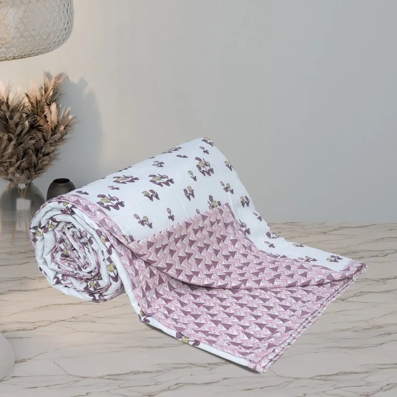 Mini Petals Printed Cotton Dohar (Maroon,White) - 120 GSM media 9