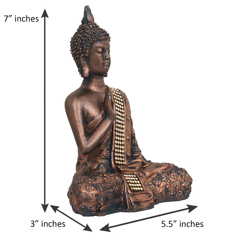 Buddha in Meditation Showpiece - Antique Brown media 7