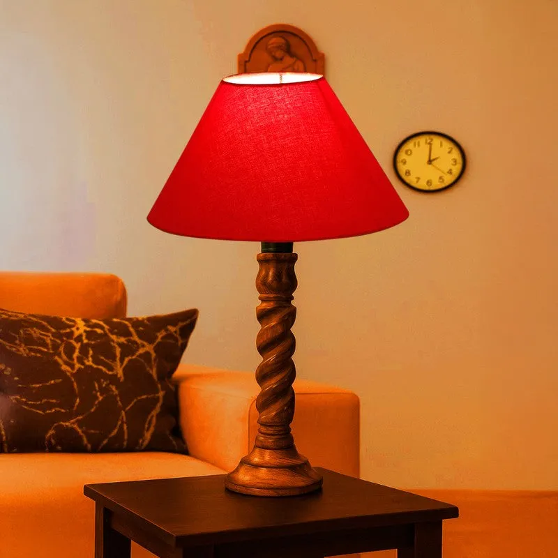 Elvane Elora Wooden Table Lamp - Red media 1
