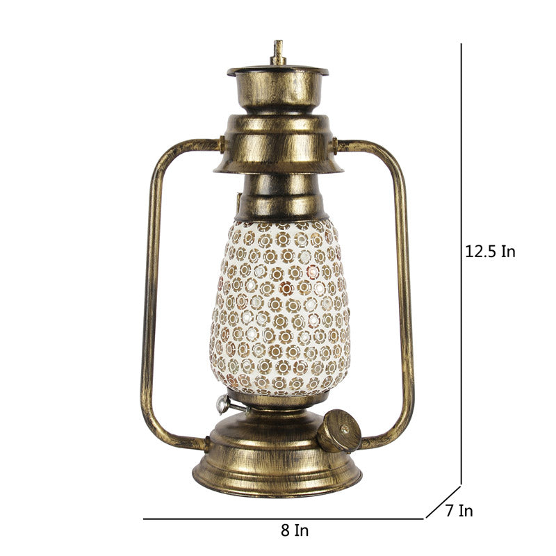 Navina Mosaic Lantern Iron Table Lamp - Gold,White media 7