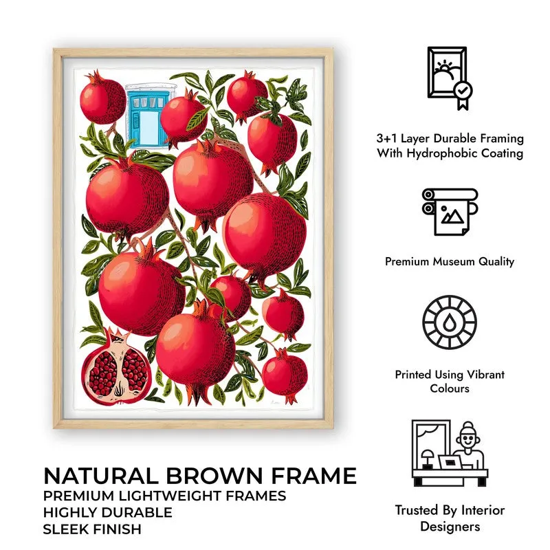 Pomegranate Canvas Wall Painting - Brown Frame media 10
