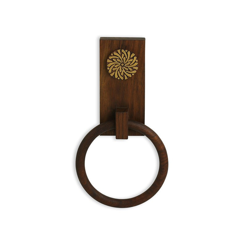 Madera Handcarved Sheesham Wood Towel Holder media 3