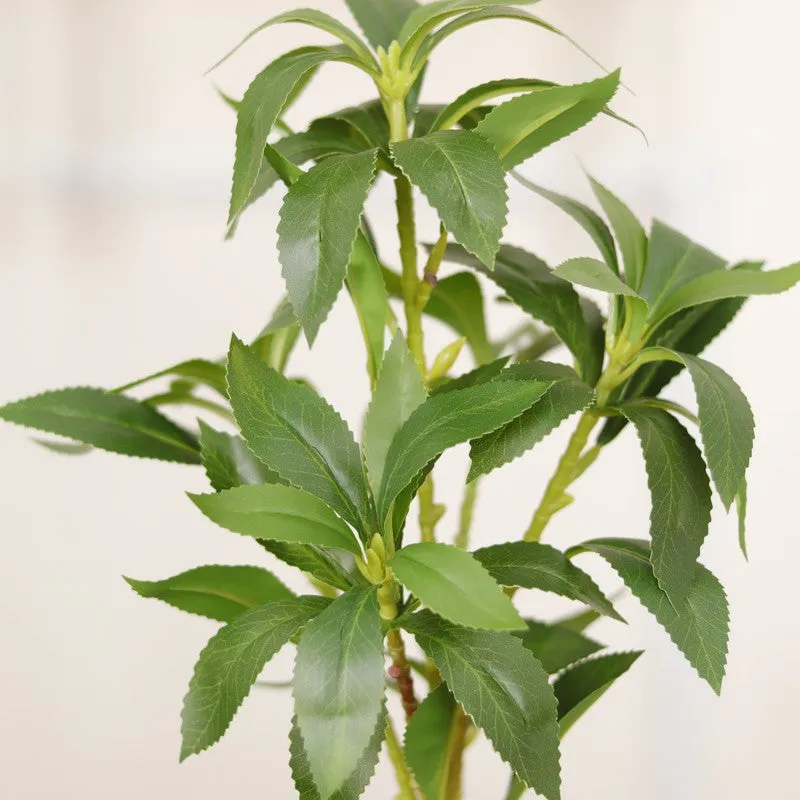Artificial Indian Lilac Leaf Plant With Black Fiber Pot - 1.3 Feet media 6
