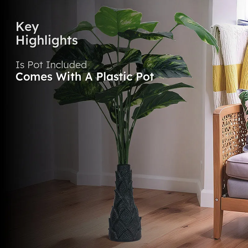 Infinita Artificial Money Plant I With Black Plastic Pot - 3 Feet media 2