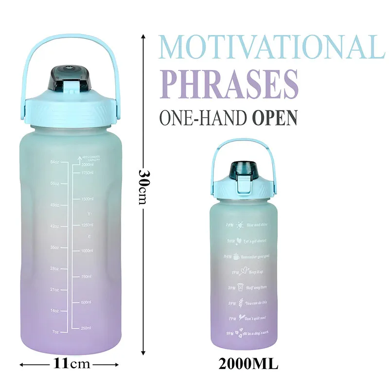 Ombre Sip Water Tumbler With Straw & Stickers (Blue,Purple) - 2 L media 10