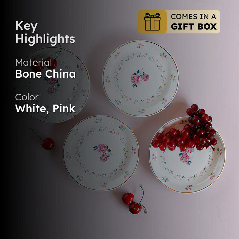 Magique: Portrait of a Rose Bone China Snack Plates - Set of Four media 2
