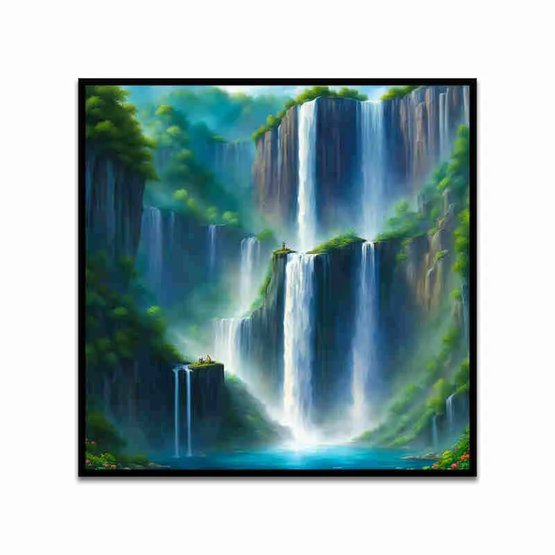 Misty Falls Canvas Wall Art With Frame media 4