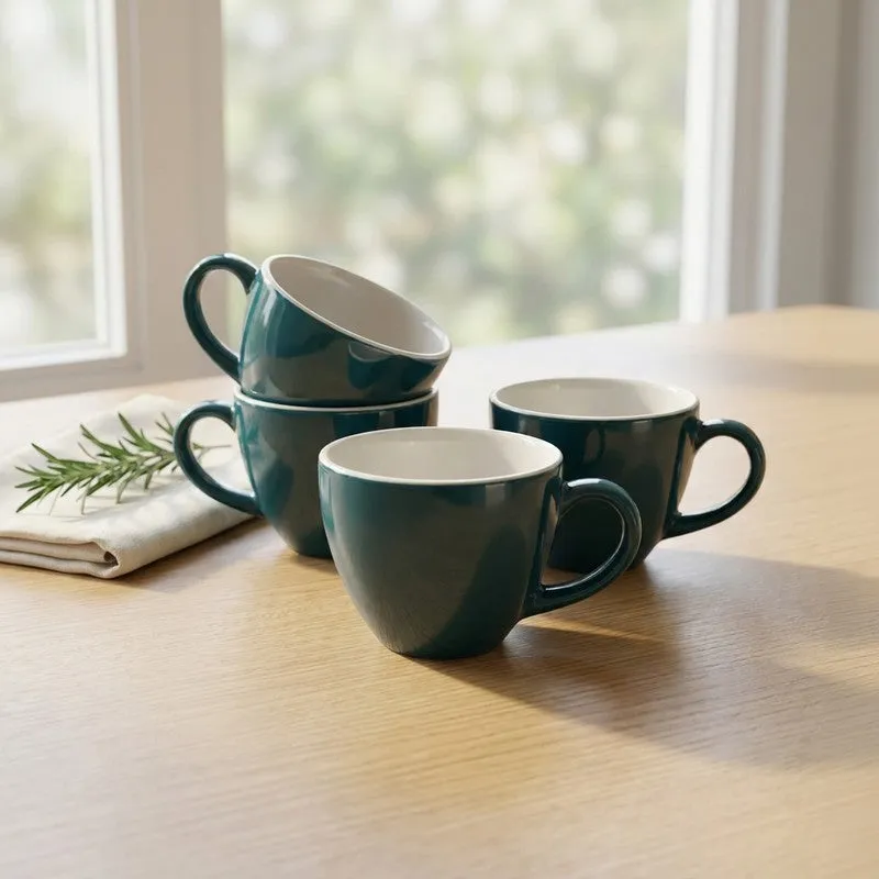 Ceramic Tea Cup (Deep Green/180 mL) - Set of Four media 1