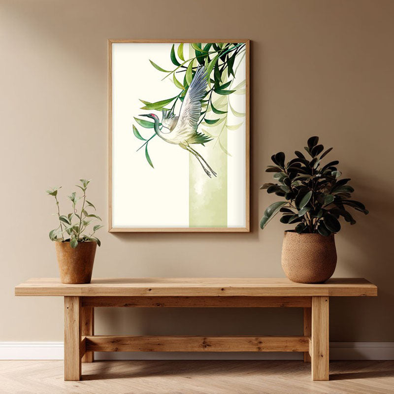 Marshland Majesty Botanical Archival Paper Wall Art - Natural Brown Frame