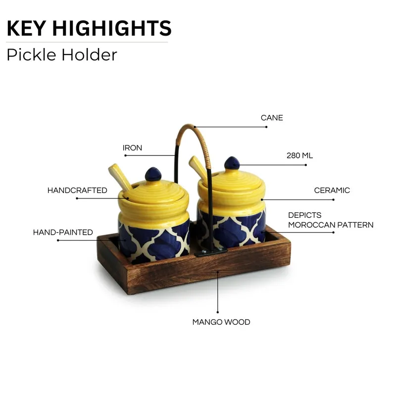 Moroccan Dream Handpainted Storage Jar With Tray (280 Ml) - Five Piece Set media 4