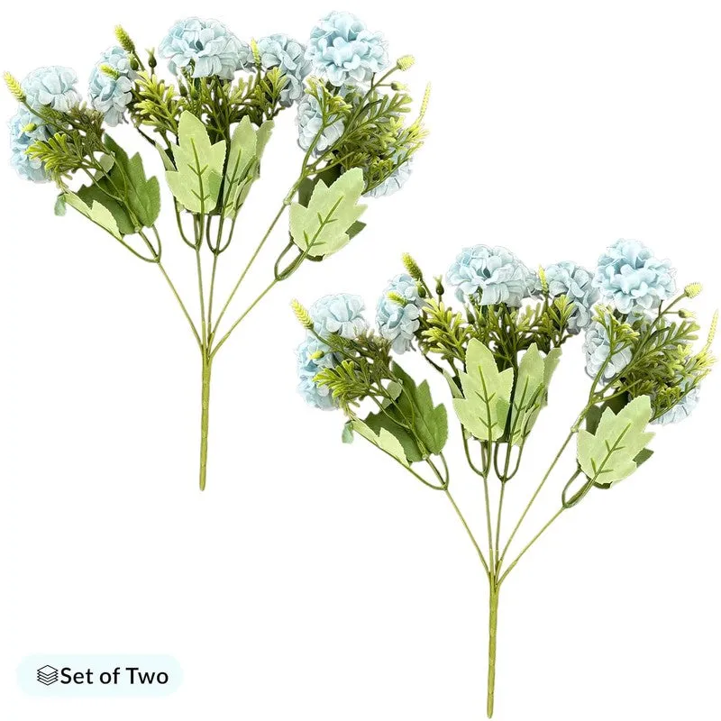 Whisper Hydrangea Plastic Artificial Flower (Blue) - Set Of Two media 4