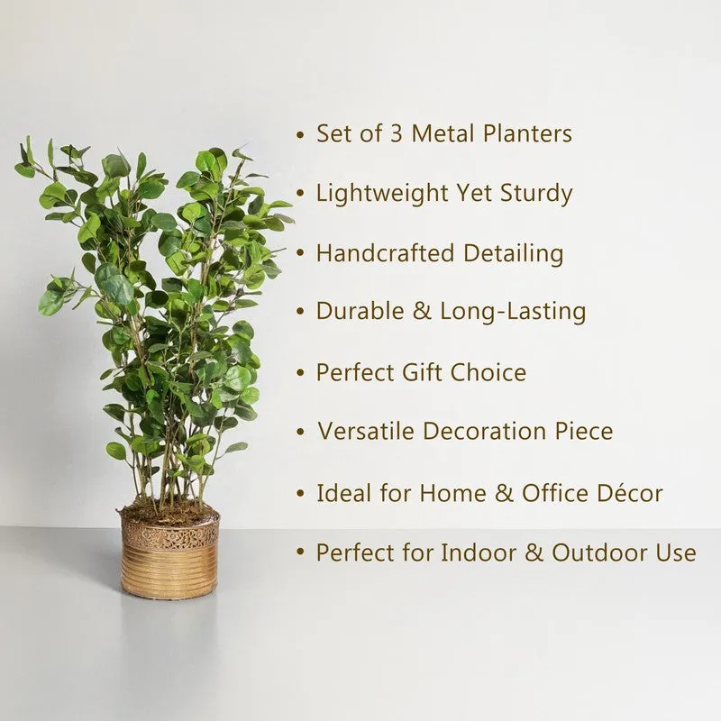 Stone Metal Planters - Set Of Three media 5