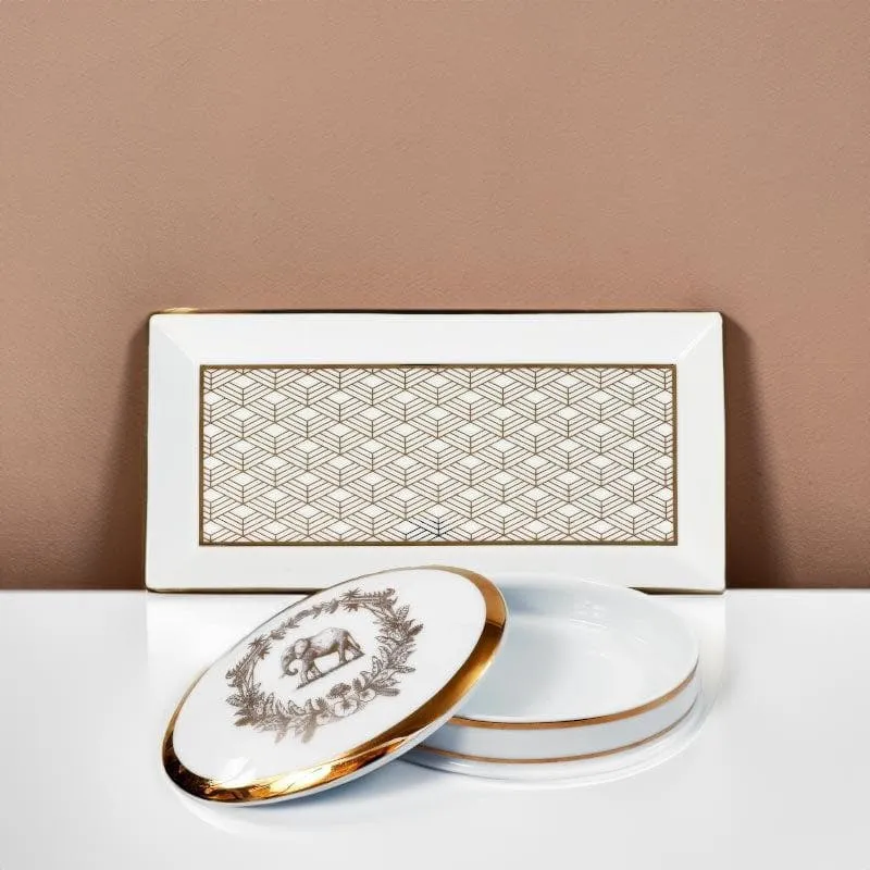 Fiona Glaze Trinket Tray with Box-2 Piece Set media 1