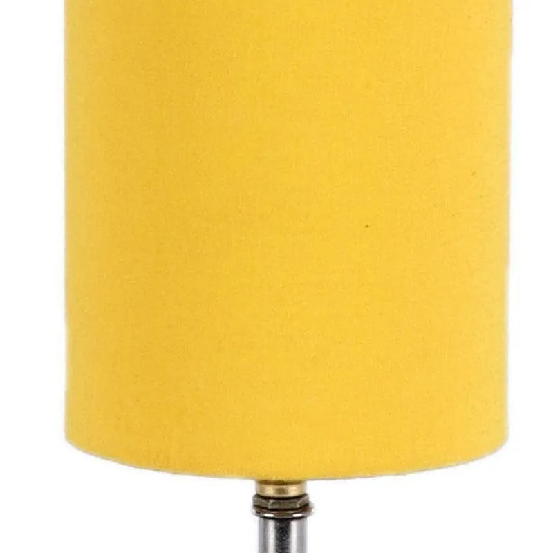 Rustic Wood & Fabric Table Lamp - Yellow,Brown media 6