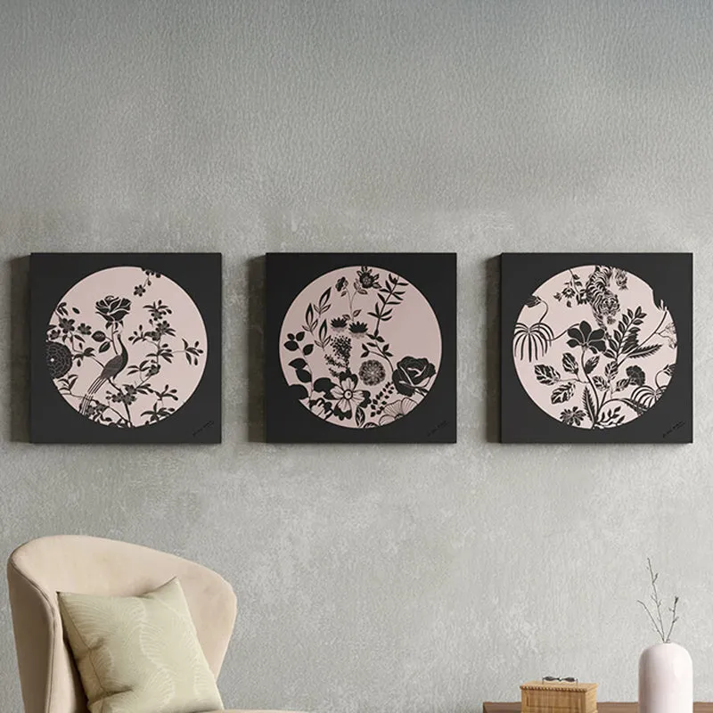 India Circus Monochrome Fleur Canvas Wall Art - Set Of Three media 1