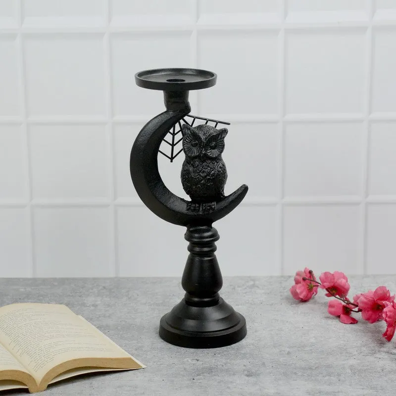 Shadow Owl & Moon Candle Holder media 1