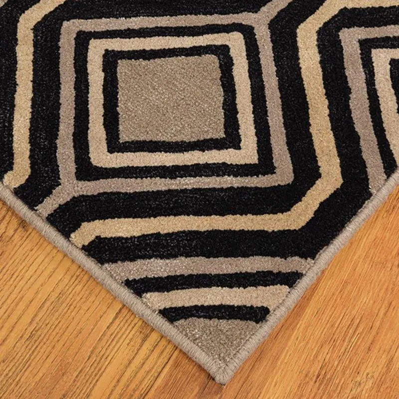Faramir Hand Tufted Geometric Wool & Nylon Carpet - Black media 7