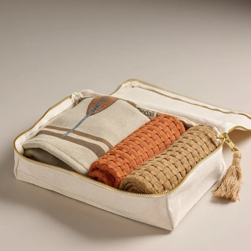 Rustic Petal Cotton Hand Towels with Canvas Box - Set Of Three media 3