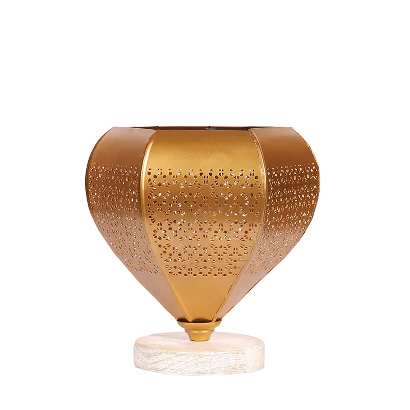Gitana Glory Metal Table Lamp With Brushed Wood Base - Gold media 4