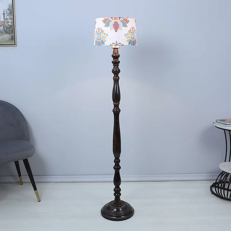 Nordlys Totem Printed Mango Wood Floor Lamp - Black media 2