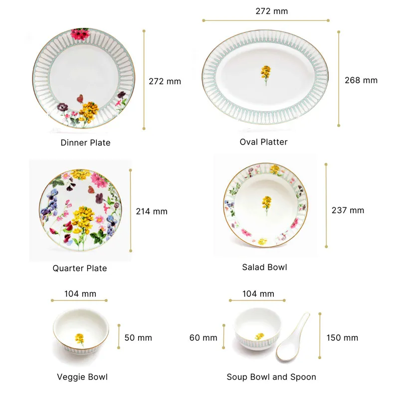 Basant 24k Gold Brushed Porcelain Dinner Set - 33 Piece Set media 19
