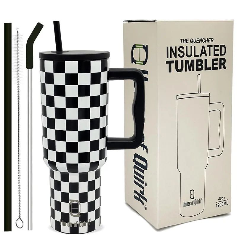 Chic Check Stainless Steel Tumbler (1200 ML) - Black media 1
