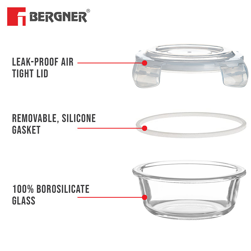 Bergner Glass Guard Airtight Glass Tiffin Box (Transparent) - 400 mL media 6