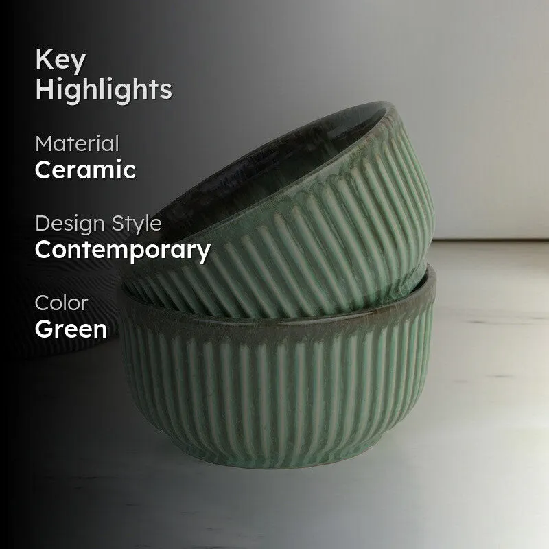 Mintora Green Ceramic Serving Bowls - Set Of Two media 2